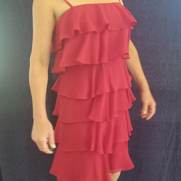 Ruffled red/maroon dress 6T - Picture 2 of 3